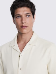 MOSS Natural Knitted Cuban Collar Shirt - Image 3 of 4
