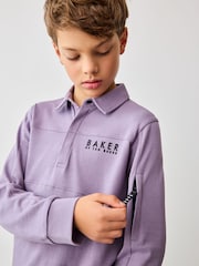 Baker by Ted Baker Purple Long Sleeve Polo Shirt - Image 4 of 11