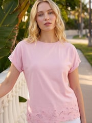 Roman Pink Cut Out Hem Stretch Top - Image 1 of 4