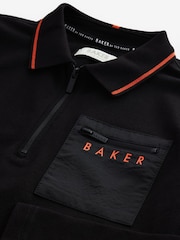 Baker by Ted Baker Long Sleeve Black Polo Shirt - Image 3 of 4