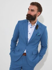Joe Browns Blue Regular Fit Linen Suit: Jacket with Contrast Lining - Image 1 of 5