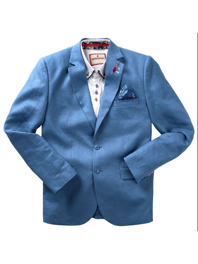 Joe Browns Blue Regular Fit Linen Suit: Jacket with Contrast Lining - Image 5 of 5