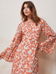 Mint Velvet Orange Floral Print Ruffle Maxi Dress - Image 2 of 4