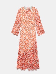 Mint Velvet Orange Floral Print Ruffle Maxi Dress - Image 3 of 4