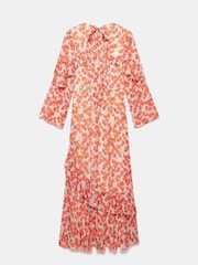 Mint Velvet Orange Floral Print Ruffle Maxi Dress - Image 4 of 4
