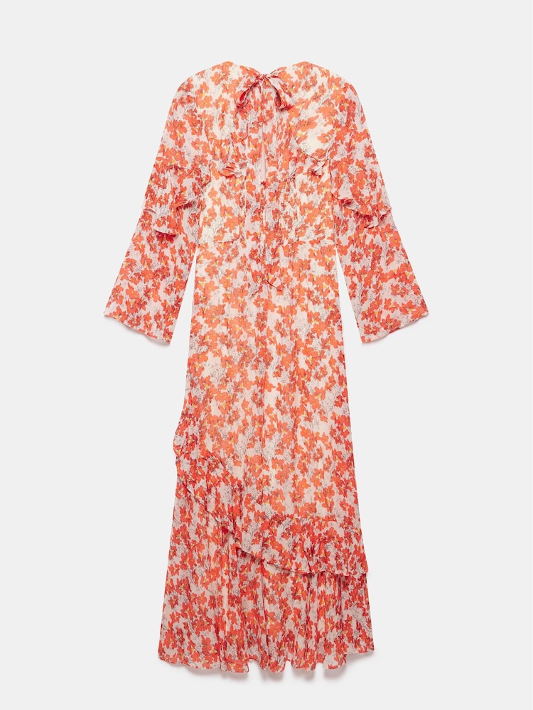 Mint Velvet Orange Floral Print Ruffle Maxi Dress - Image 4 of 4