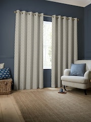 Emily Bond Indigo Blue Hawthorn Made to Measure 100% Cotton Curtains - Image 2 of 10