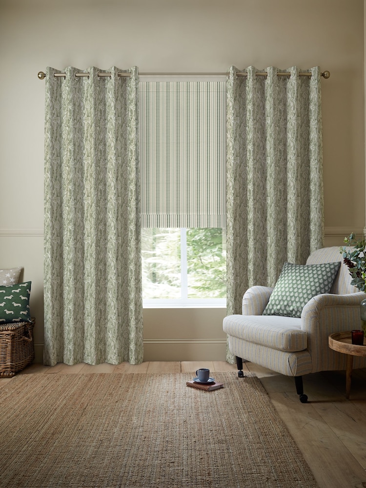 Emily Bond Sage Green Crocus Made to Measure 100% Cotton Curtains - Image 5 of 10