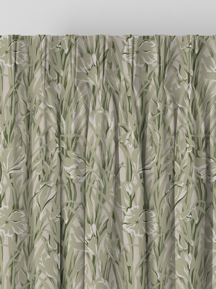 Emily Bond Sage Green Crocus Made to Measure 100% Cotton Curtains - Image 6 of 10