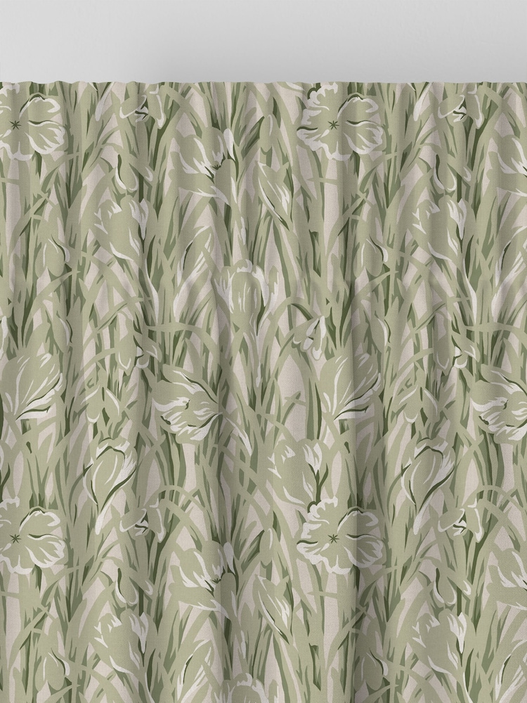 Emily Bond Sage Green Crocus Made to Measure 100% Cotton Curtains - Image 7 of 10
