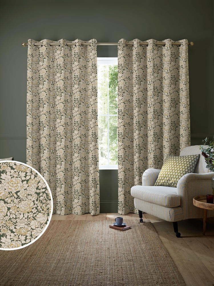 Emily Bond Primrose Yellow Somerset Rose Made to Measure Curtains - Image 1 of 10
