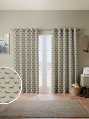 Emily Bond True Blue Peggy Made to Measure 100% Cotton Curtains - Image 1 of 10