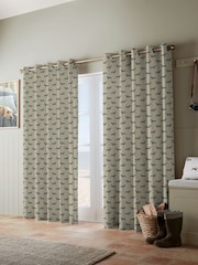 Emily Bond True Blue Peggy Made to Measure 100% Cotton Curtains - Image 2 of 10