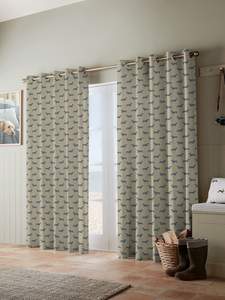 Emily Bond True Blue Peggy Made to Measure 100% Cotton Curtains - Image 2 of 10