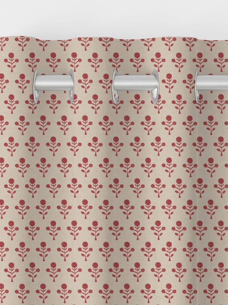 Emily Bond Swiss Red Hawthorn Made to Measure 100% Cotton Curtains - Image 8 of 10