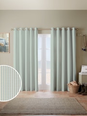 Emily Bond Duck Egg Blue Cornish Stripe Made to Measure 100% Cotton Curtains - Image 1 of 10