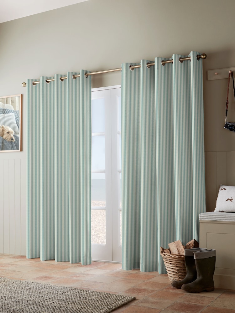 Emily Bond Duck Egg Blue Cornish Stripe Made to Measure 100% Cotton Curtains - Image 2 of 10