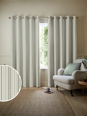 Emily Bond Fern Green Cornish Stripe Made to Measure 100% Cotton Curtains - Image 1 of 10