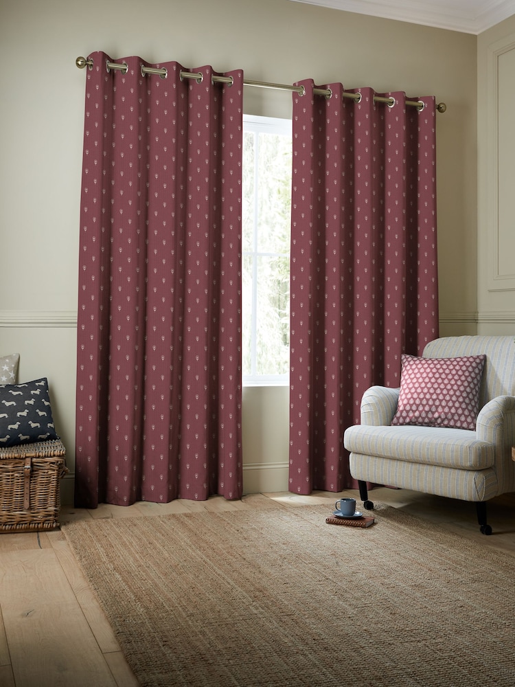 Emily Bond Burgundy Red Wild Thyme Made to Measure 100% Cotton Curtains - Image 2 of 10