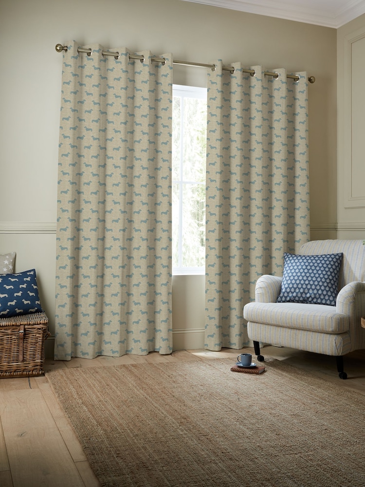 Emily Bond Duck Egg Blue Peggy Made to Measure 100% Cotton Curtains - Image 2 of 10