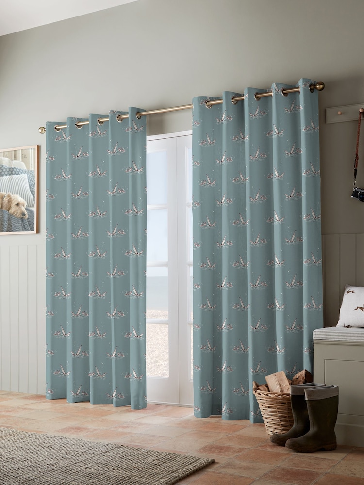 Emily Bond Duck Egg Blue Regatta Made to Measure 100% Cotton Curtains - Image 2 of 10