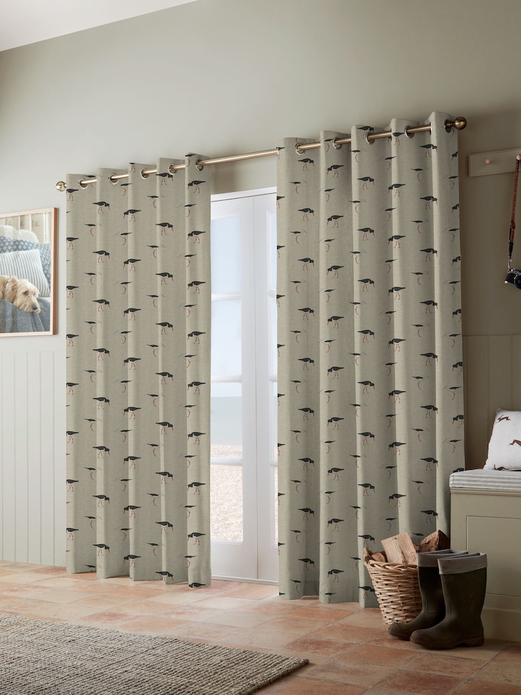 Emily Bond Charcoal Grey Oyster Catcher Made to Measure 100% Cotton Curtains - Image 2 of 10