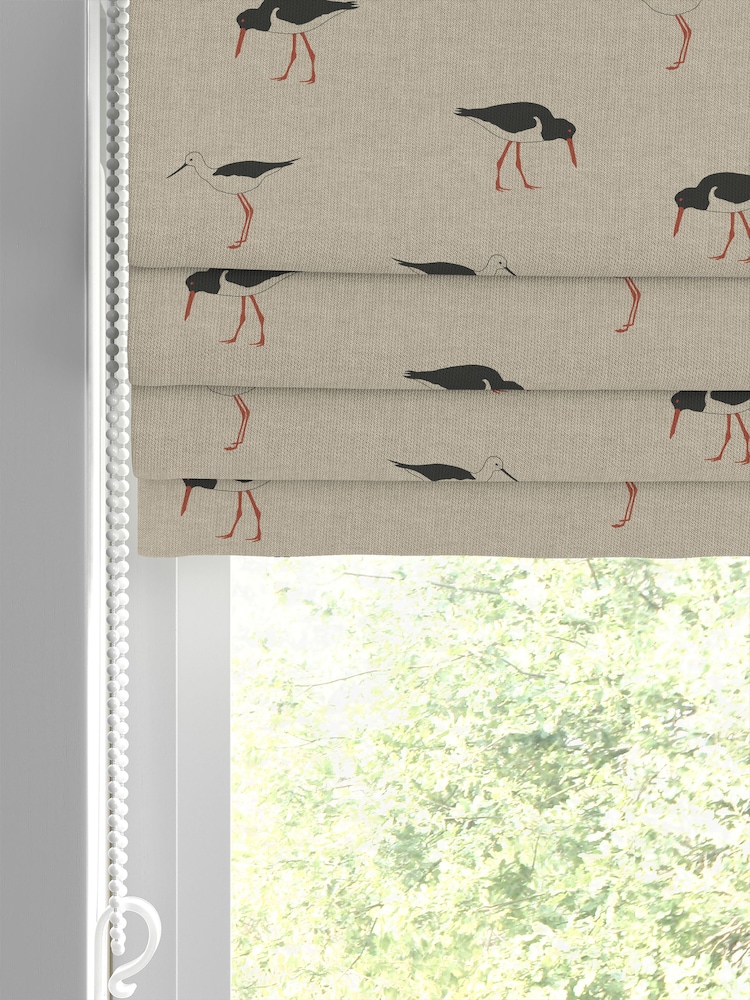 Emily Bond Charcoal Grey Oyster Catcher Made to Measure 100% Cotton Roman Blind - Image 2 of 6