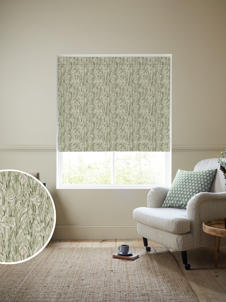 Emily Bond Sage Green Crocus Made to Measure 100% Cotton Roman Blind - Image 1 of 6