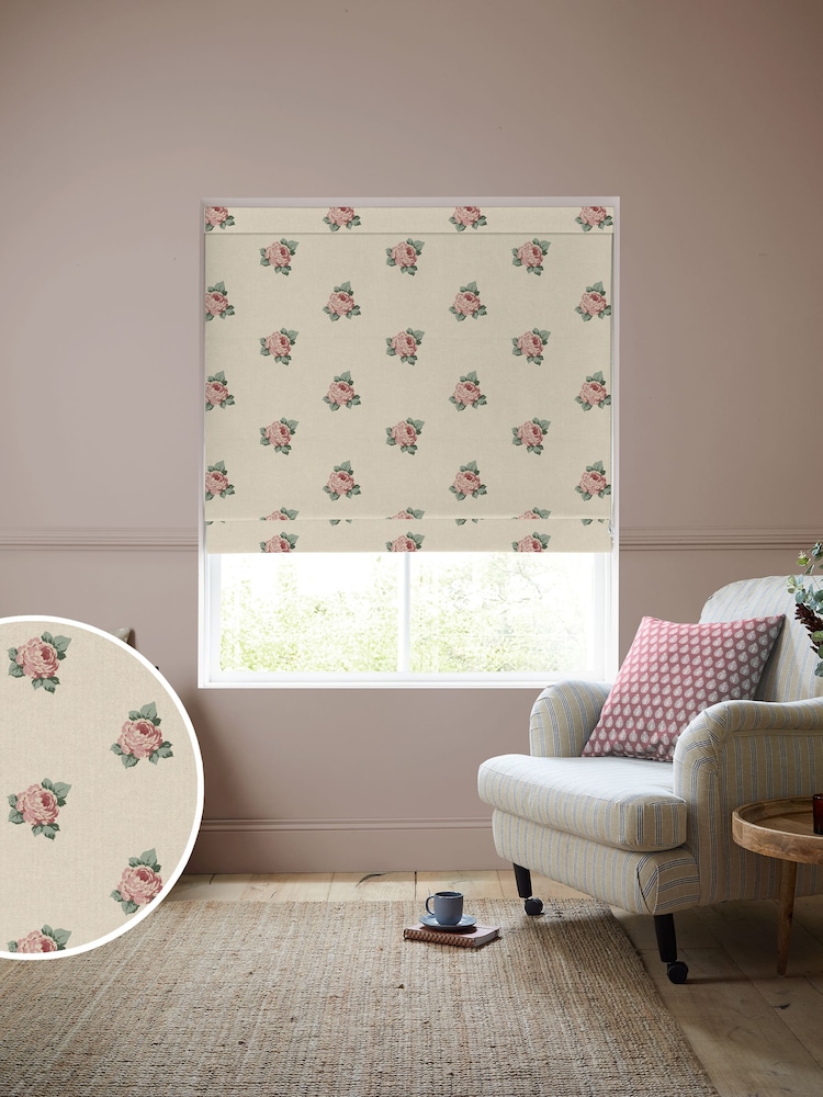 Emily Bond Rouge Red Emily Rose Made to Measure 100% Cotton Roman Blind - Image 1 of 6
