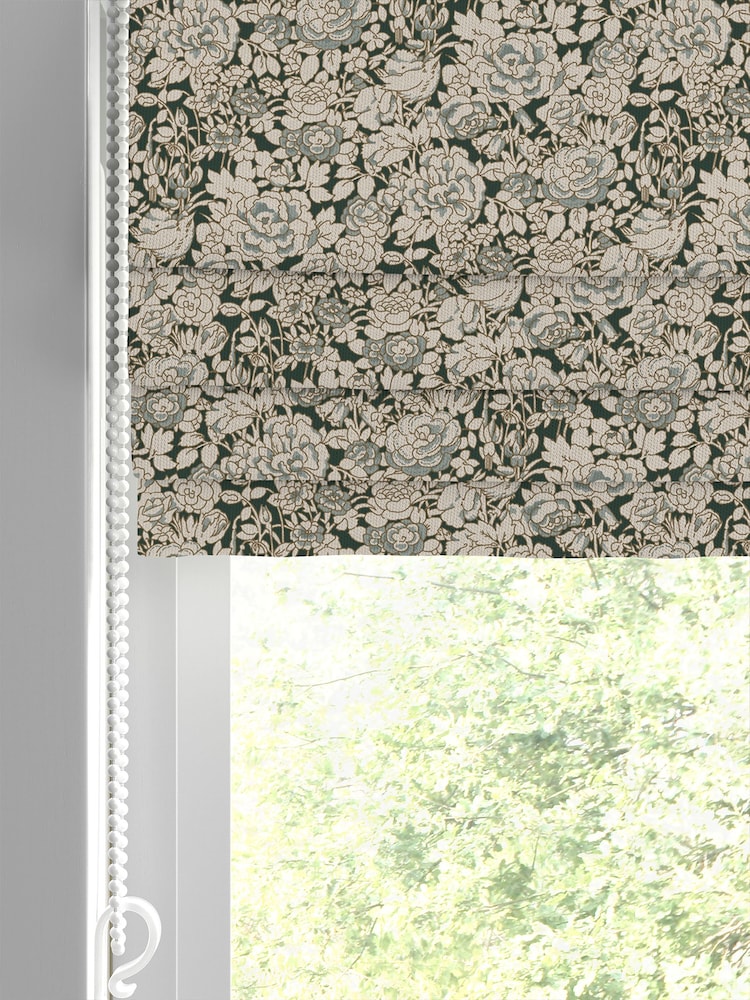 Emily Bond Vintage Blue Somerset Rose Made to Measure 100% Cotton Roman Blind - Image 2 of 6
