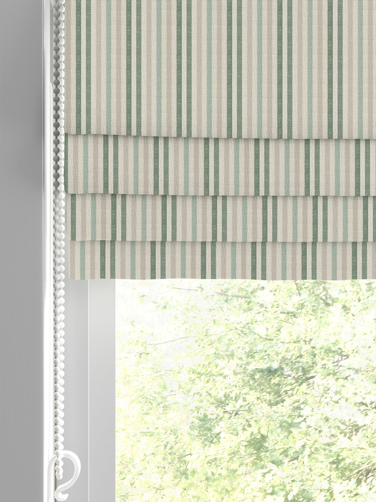 Emily Bond Fern Green Cornish Stripe Made to Measure 100% Cotton Roman Blind - Image 2 of 6