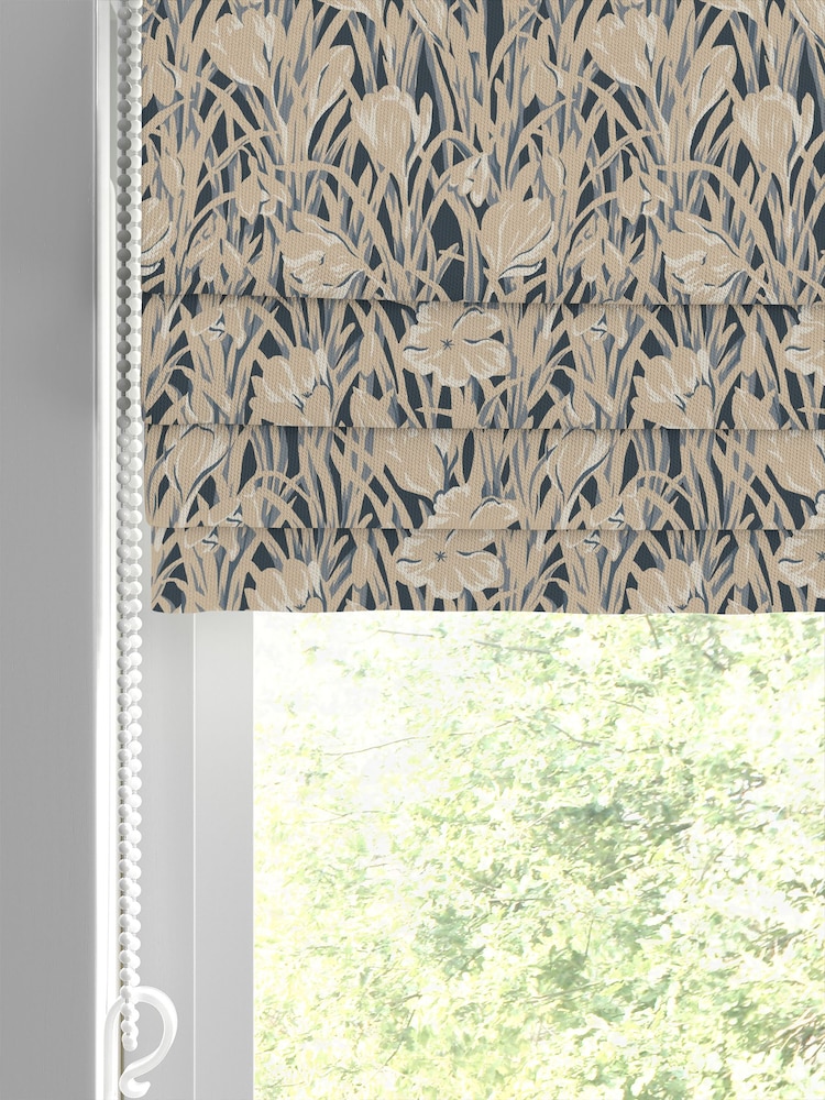 Emily Bond Indigo Blue Crocus Made to Measure 100% Cotton Roman Blind - Image 2 of 6