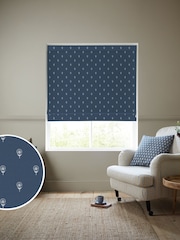 Emily Bond Indigo Blue Wild Thyme Made to Measure 100% Cotton Roman Blind - Image 1 of 6