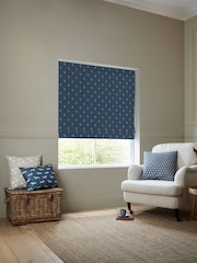 Emily Bond Indigo Blue Wild Thyme Made to Measure 100% Cotton Roman Blind - Image 5 of 6