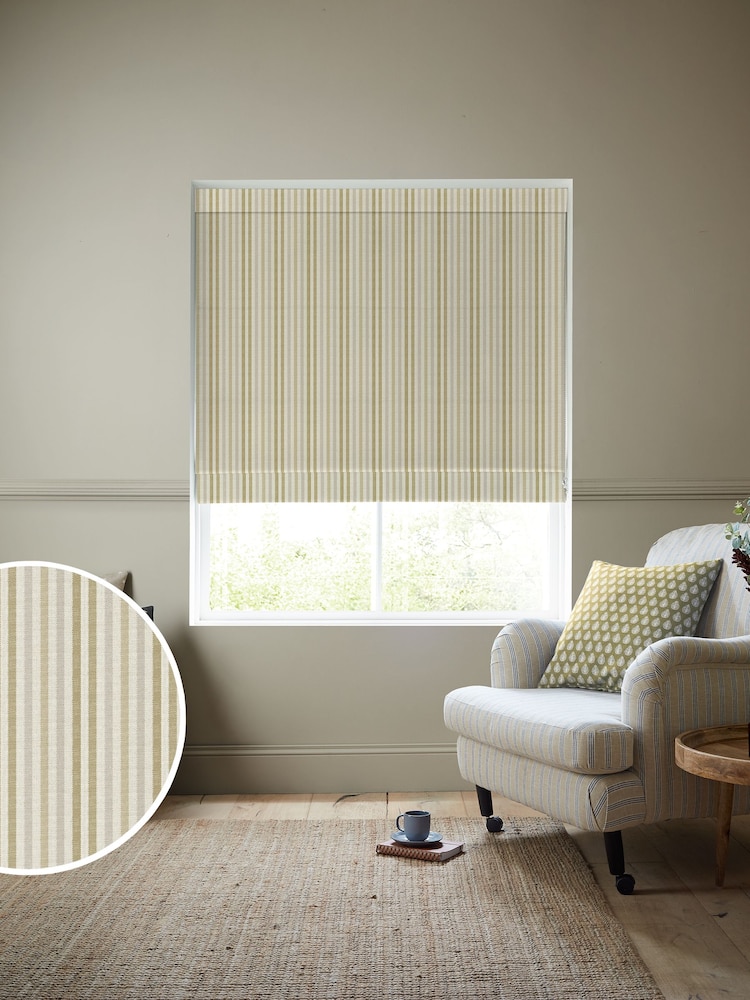 Emily Bond Gold Cornish Stripe Made to Measure 100% Cotton Roman Blind - Image 1 of 6