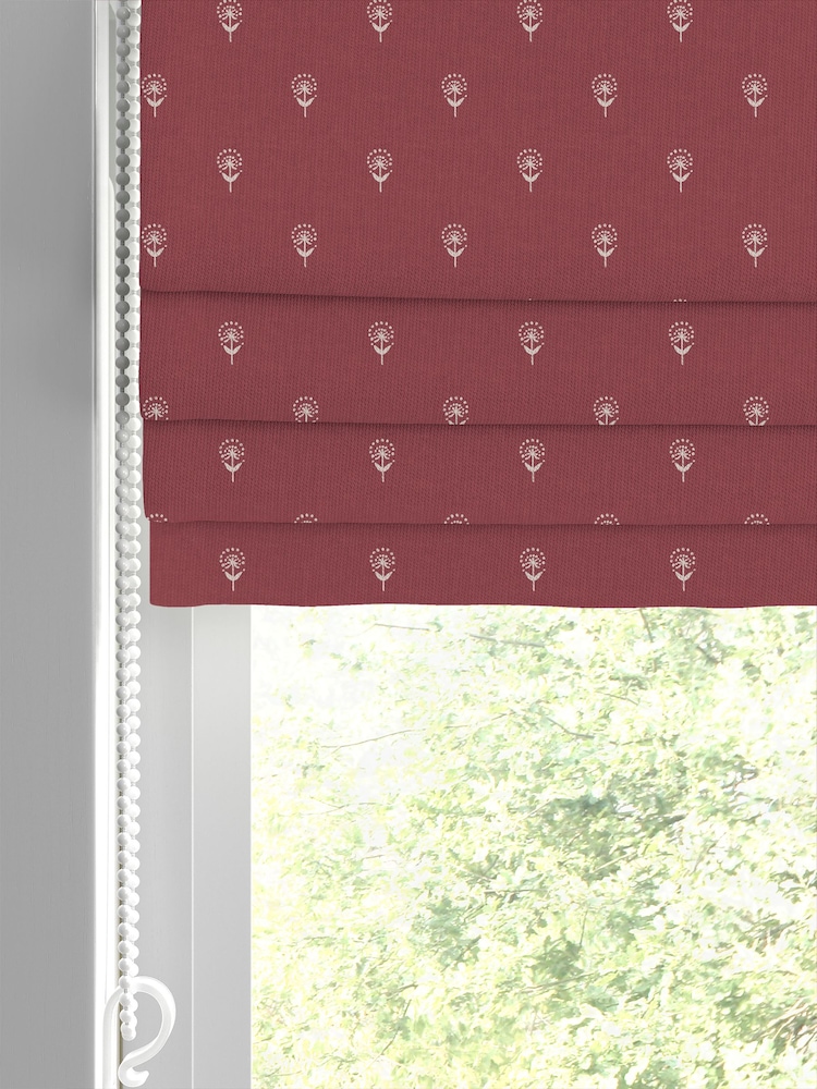 Emily Bond Burgundy Red Wild Thyme Made to Measure 100% Cotton Roman Blind - Image 2 of 6