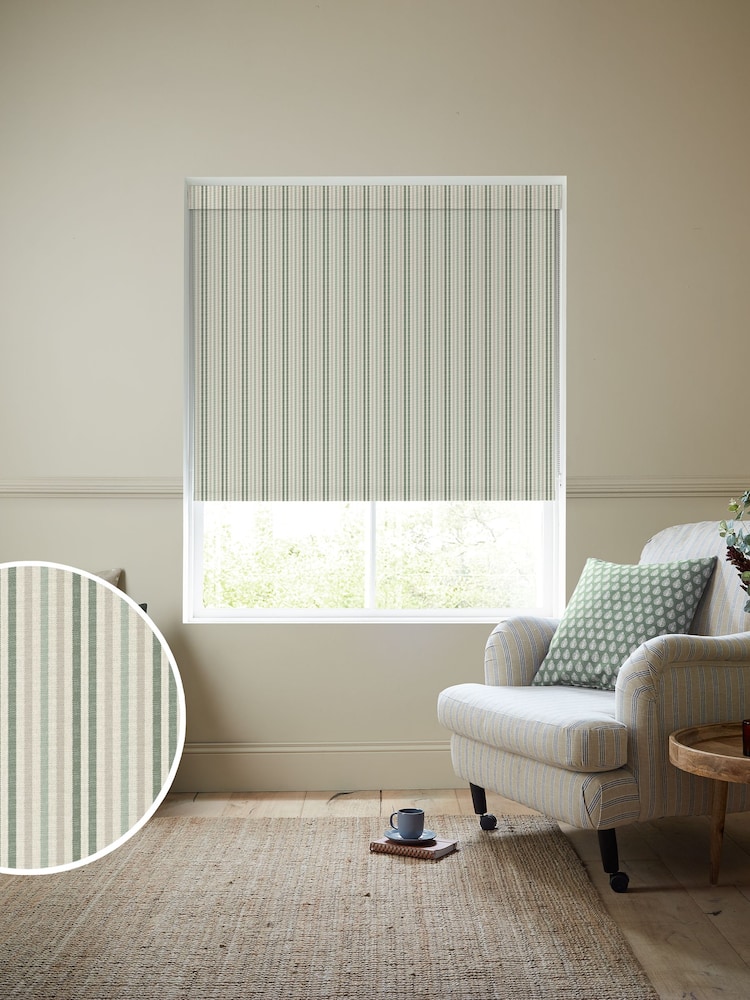 Emily Bond Fern Green Cornish Stripe Made to Measure Roller Blind - Image 1 of 6