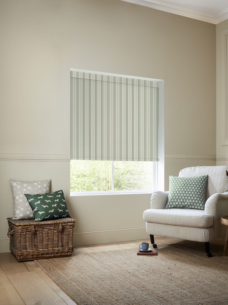 Emily Bond Fern Green Cornish Stripe Made to Measure Roller Blind - Image 2 of 6