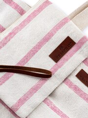 Seaspray Pink Stripe Beach 100% Cotton Bag And Purse Set - Image 2 of 2