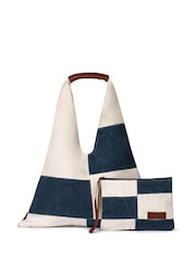Seaspray Ensemble sac de plage et porte-monnaie bleu marine en patchwork 100% coton - Image 1 de 1