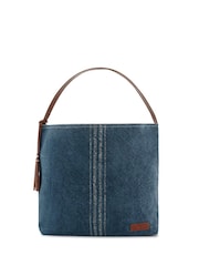 Seaspray Blue 100% Cotton Vertical Stripe Beach Bag - Bild 3 von 3