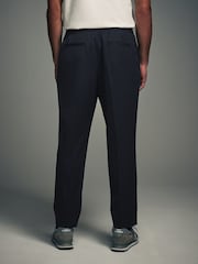 Navy Blue Elasticated Waist Smart Jogger Style Trousers - Image 2 of 6