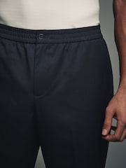 Navy Blue Elasticated Waist Smart Jogger Style Trousers - Image 3 of 6
