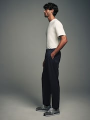 Navy Blue Elasticated Waist Smart Jogger Style Trousers - Image 4 of 6