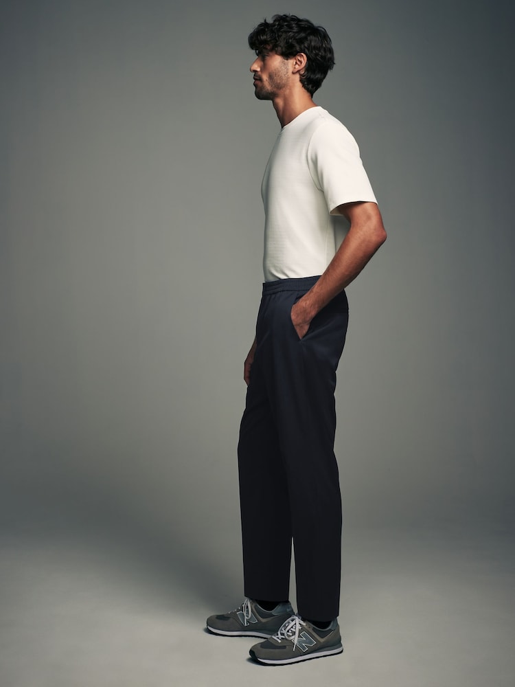 Bleu marine - Pantalon Smart Survêtement Style à taille élastiquée - Image 4 of 6