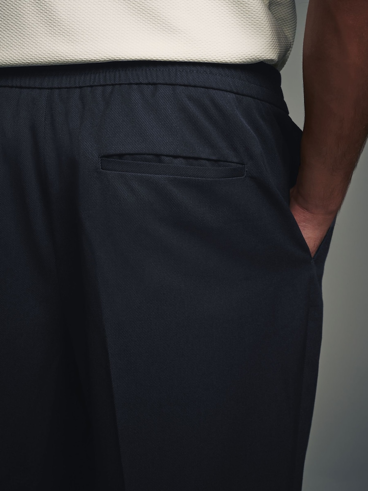 Navy Blue Elasticated Waist Smart Jogger Style Trousers - Image 6 of 6