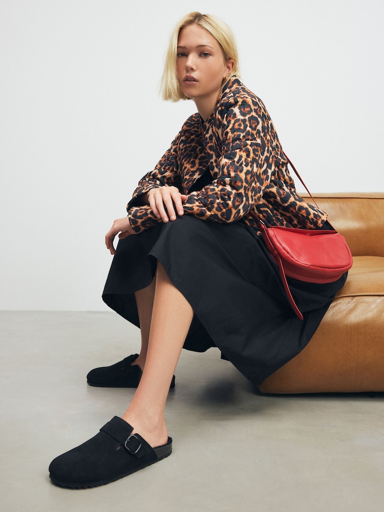 Model Borg, culoare negru - Saboți cu talpă confortabilă din piele Forever Comfort® - Imaginea 2 din 8