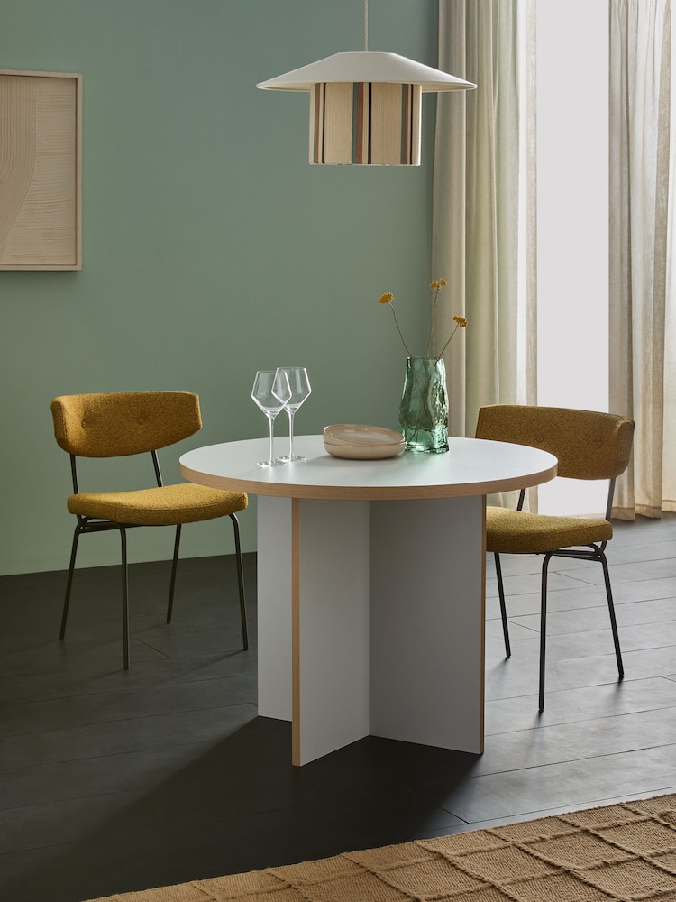 MADE.COM Grey Zayla Round Fixed Dining Table - Image 1 of 3