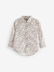 Ecru White All-Over Print Dino 100% Cotton Shirt - Image 1 of 1