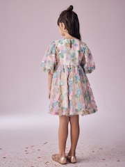 Pink Embellished Puff Sleeve Dress (3-16yrs) - Image 4 of 8